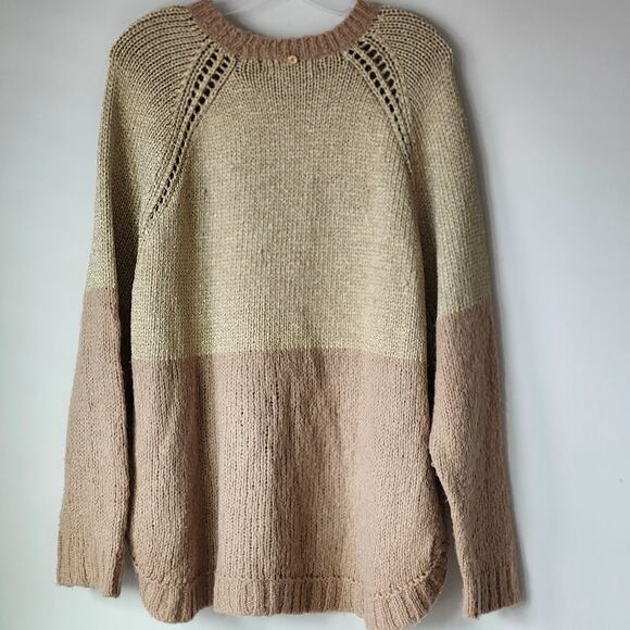 Michael Kors Women's Metallic Gold Accent Knit Long Sleeve Sweater XL A0057 - Picture 3 of 4